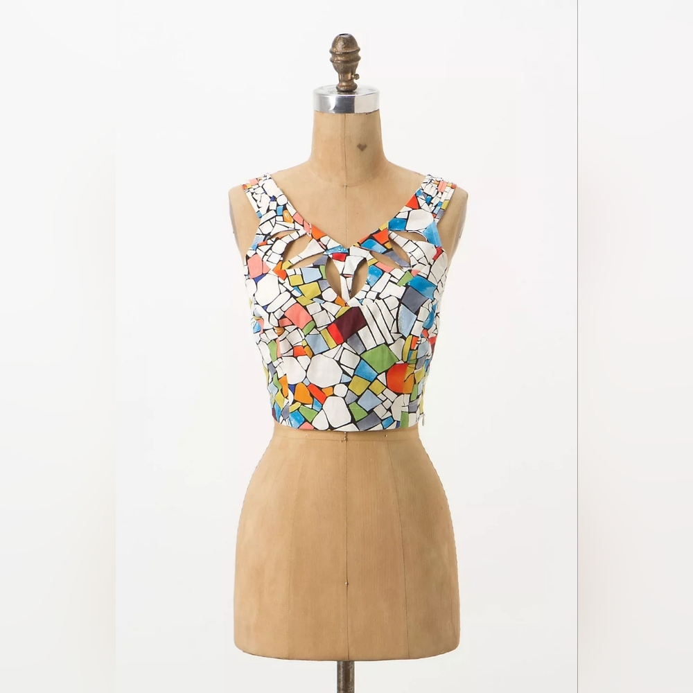 Anthropologie Maeve Leadlight Cropped Top